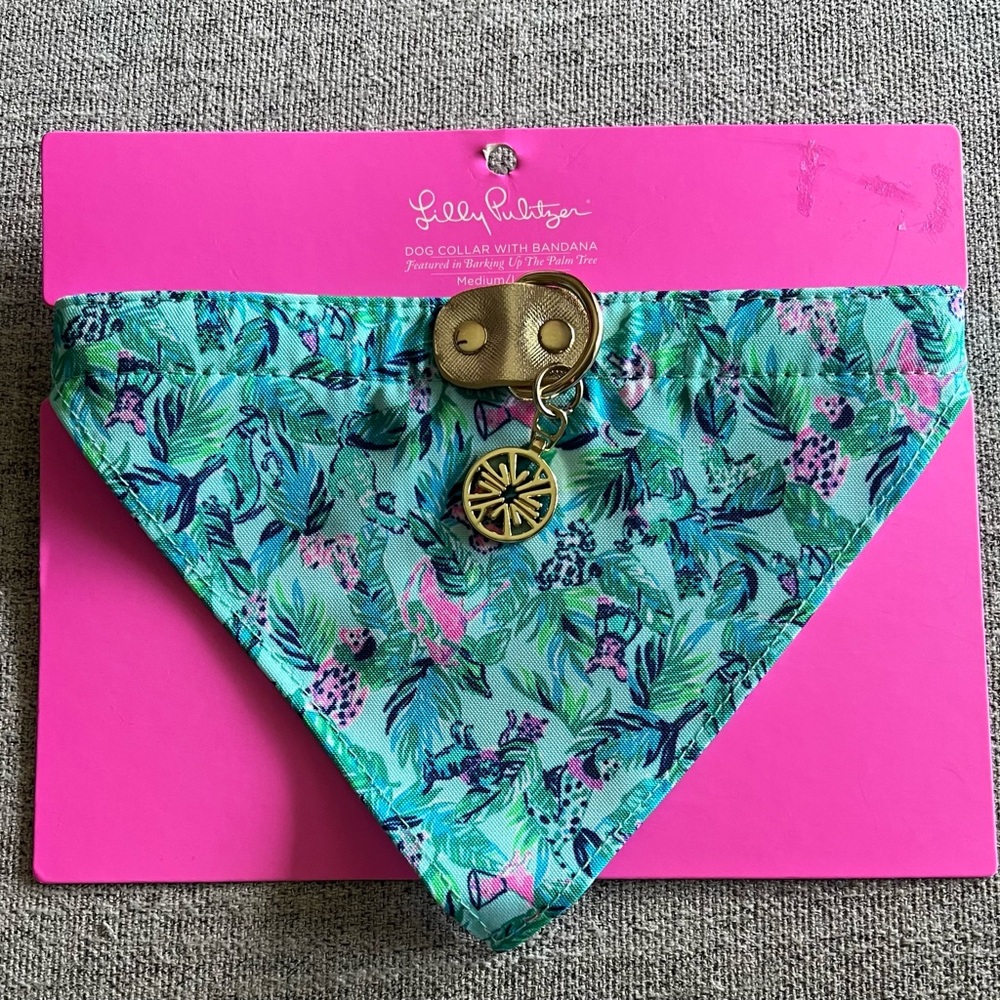 Lilly Pulitzer Barking Up the Palm Tree Dog Collar with Bandana